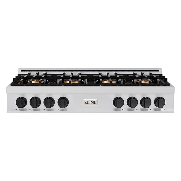 ZLINE Autograph Edition 48 in. Classic Gas Rangetop with 8 Burner DuoPro™ Cooktop in Stainless Steel and Matte Black Accents, Open Box-Great Condition