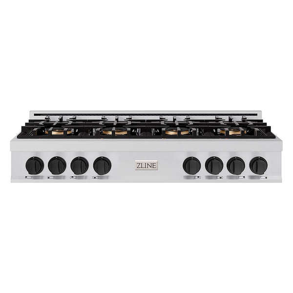 ZLINE Autograph Edition 48 in. Classic Gas Rangetop with 8 Burner DuoPro™ Cooktop in Stainless Steel and Matte Black Accents, Open Box-Good Condition