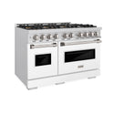 ZLINE 48 in. 6.7 cu. ft. Classic Gas Range with 8 Burner DuoPro™ Cooktop and Dual Ovens with White Matte Doors (PCGR-WM-48)