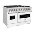 ZLINE 48 in. 6.7 cu. ft. Classic Gas Range with 8 Burner DuoPro™ Cooktop and Dual Ovens with White Matte Doors (PCGR-WM-48)