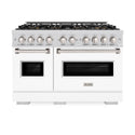ZLINE 48 in. 6.7 cu. ft. Classic Gas Range with 8 Burner DuoPro™ Cooktop and Dual Ovens with White Matte Doors (PCGR-WM-48)