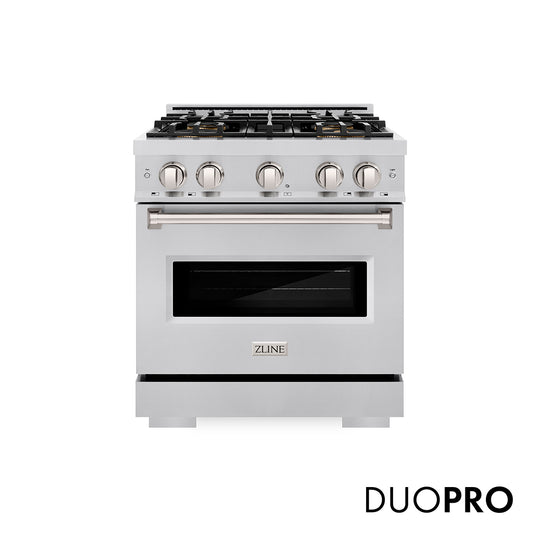 ZLINE 30 in. 4.2 cu. ft. Classic Gas Range with 4 Burner DuoPro™ Cooktop and Convection Gas Oven in Stainless Steel (PCGR30)