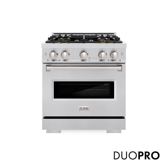 ZLINE 30 in. 4.2 cu. ft. Classic Gas Range with 4 Burner DuoPro™ Cooktop and Convection Gas Oven in Stainless Steel, Open Box-Good Condition