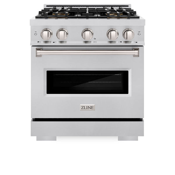 ZLINE 30 in. 4.2 cu. ft. Classic Gas Range with 4 Burner DuoPro™ Cooktop and Convection Gas Oven in Stainless Steel, Open Box-Good Condition