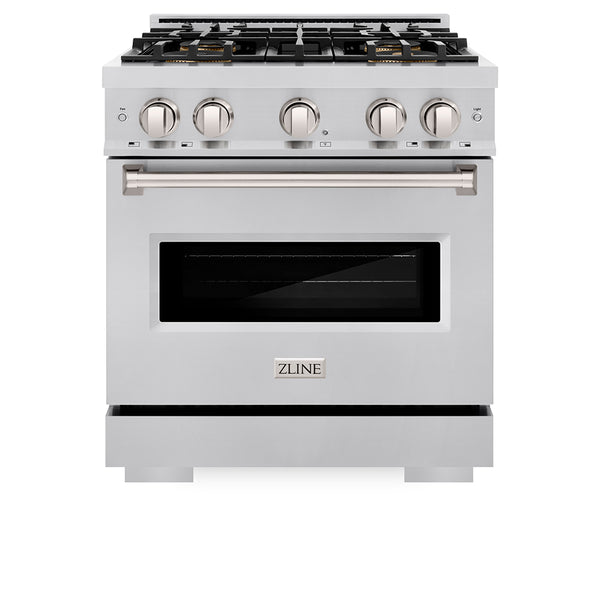 ZLINE 30 in. 4.2 cu. ft. Classic Gas Range with 4 Burner DuoPro™ Cooktop and Convection Gas Oven in Stainless Steel (PCGR30)