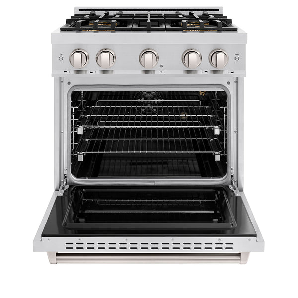 ZLINE 30 in. 4.2 cu. ft. Classic Gas Range with 4 Burner DuoPro™ Cooktop and Convection Gas Oven in Stainless Steel, Open Box-Good Condition