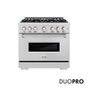 ZLINE 36 in. 5.2 cu. ft. Classic Gas Range with 6 Burner DuoPro™ Cooktop and Convection Gas Oven in Stainless Steel (PCGR36)