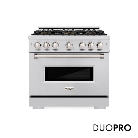 ZLINE 36 in. 5.2 cu. ft. Classic Gas Range with 6 Burner DuoPro™ Cooktop and Convection Gas Oven in Stainless Steel (PCGR36)