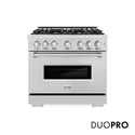 ZLINE 36 in. 5.2 cu. ft. Classic Gas Range with 6 Burner DuoPro™ Cooktop and Convection Gas Oven in Stainless Steel, Open Box-Good Condition
