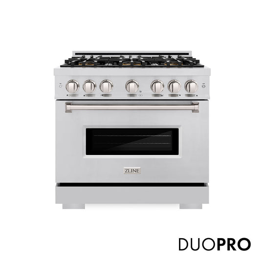 ZLINE 36 in. 5.2 cu. ft. Classic Gas Range with 6 Burner DuoPro™ Cooktop and Convection Gas Oven in Stainless Steel, Open Box-Good Condition