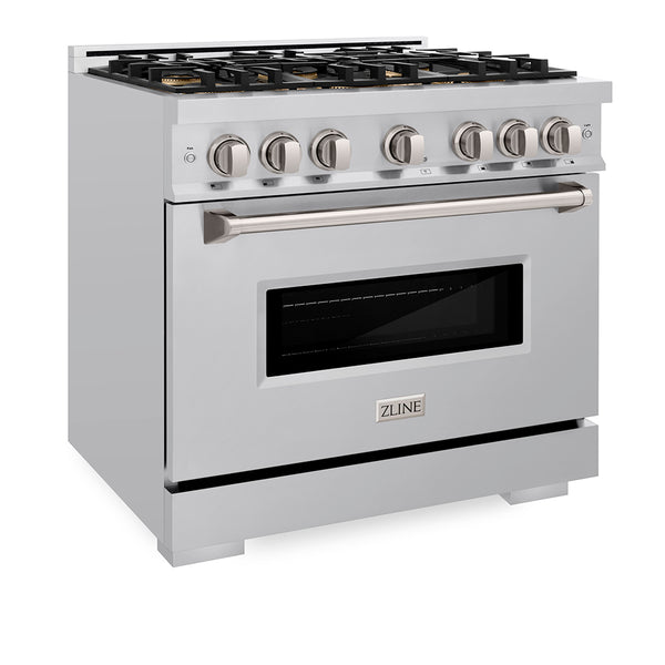 ZLINE 36 in. 5.2 cu. ft. Classic Gas Range with 6 Burner DuoPro™ Cooktop and Convection Gas Oven in Stainless Steel (PCGR36)