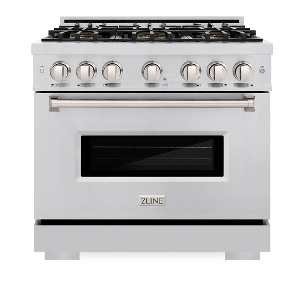 ZLINE 36 in. 5.2 cu. ft. Classic Gas Range with 6 Burner DuoPro™ Cooktop and Convection Gas Oven in Stainless Steel, Open Box-Good Condition
