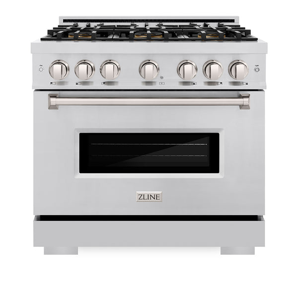 ZLINE 36 in. 5.2 cu. ft. Classic Gas Range with 6 Burner DuoPro™ Cooktop and Convection Gas Oven in Stainless Steel (PCGR36)