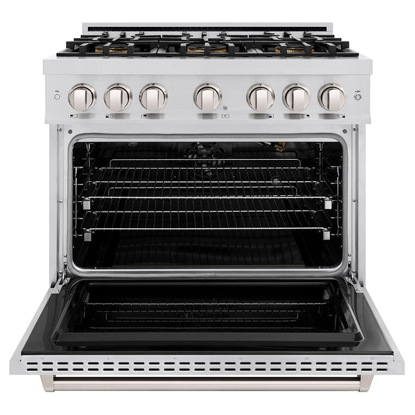 ZLINE 36 in. 5.2 cu. ft. Classic Gas Range with 6 Burner DuoPro™ Cooktop and Convection Gas Oven in Stainless Steel, Open Box-Good Condition