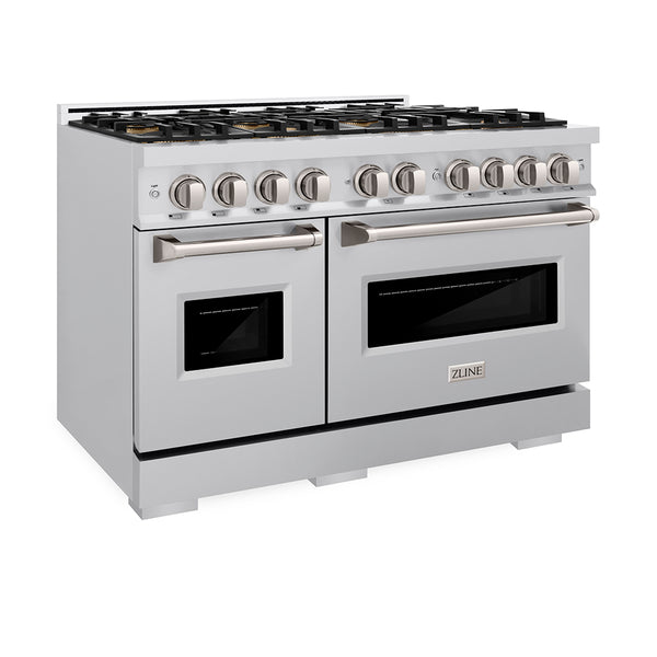 ZLINE 48 in. 6.7 cu. ft. Classic Gas Range with 8 Burner DuoPro™ Cooktop and Dual Ovens in Stainless Steel (PCGR48)