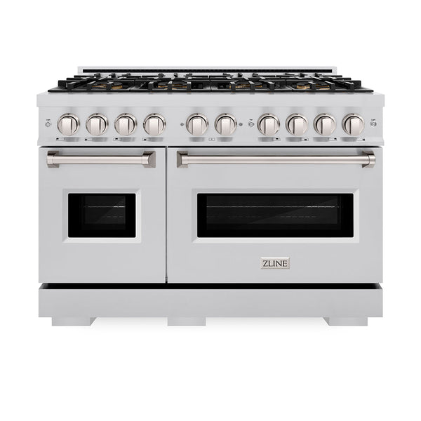 ZLINE 48 in. 6.7 cu. ft. Classic Gas Range with 8 Burner DuoPro™ Cooktop and Dual Ovens in Stainless Steel, Open Box-Good Condition