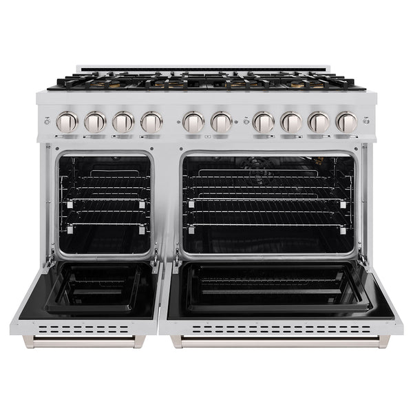 ZLINE 48 in. 6.7 cu. ft. Classic Gas Range with 8 Burner DuoPro™ Cooktop and Dual Ovens in Stainless Steel, Open Box-Good Condition