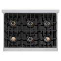 ZLINE Autograph Edition 36 in. 5.2 cu. ft. Classic Gas Range with 6 Burner DuoPro™ Cooktop and Convection Gas Oven in Stainless Steel and Champagne Bronze Accents, Open Box-Good Condition