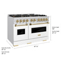 ZLINE Autograph Edition 48 in. 6.7 cu. ft. Classic Gas Range with 8 Burner DuoPro™ Cooktop and Dual Ovens with White Matte Doors and Champagne Bronze Accents (PCGRZ-WM-48-CB)
