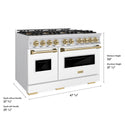 ZLINE Autograph Edition 48 in. 6.7 cu. ft. Classic Gas Range with 8 Burner DuoPro™ Cooktop and Dual Ovens with White Matte Doors and Champagne Bronze Accents, Open Box-Good Condition