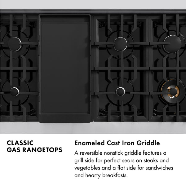 ZLINE 48 in. Legacy Gas Rangetop with 6 Brass Burners and Porcelain Cooktop in Stainless Steel with Griddle (RT-BR-GR-48)