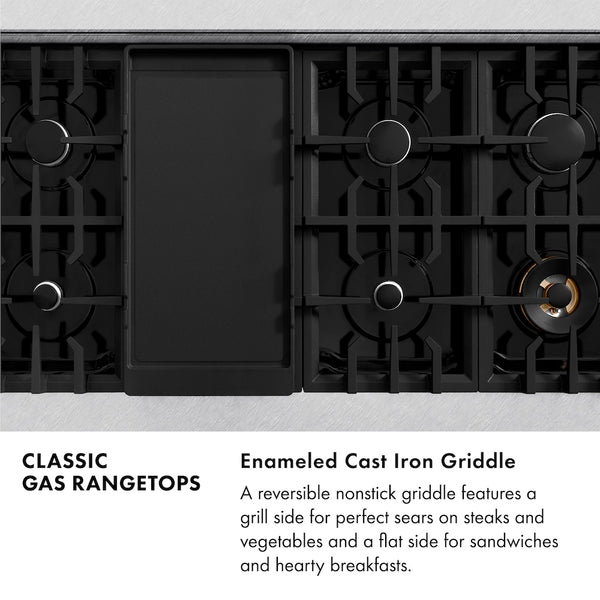 ZLINE 48 in. Classic Gas Rangetop with 8 Burners and Porcelain Cooktop in Satin Stainless Steel, Open Box-Great Condition