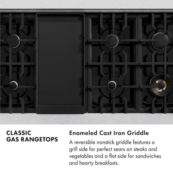 ZLINE 48 in. Classic Gas Rangetop with 8 Burners and Porcelain Cooktop in Satin Stainless Steel, Open Box-Good Condition