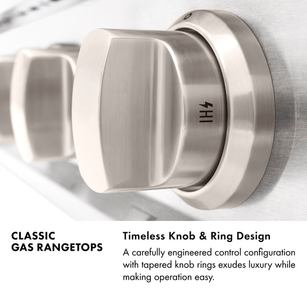 ZLINE Autograph Edition 48 in. Classic Gas Rangetop with 8 Burners and Porcelain Cooktop in Satin Stainless Steel with Champagne Bronze Accents (RTSZ-48-CB)