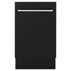 ZLINE 18 in. Tallac Series 3rd Rack Top Control Dishwasher with a Stainless Steel Tub with Black Matte Panel, 51dBa (DWV-BLM-18)
