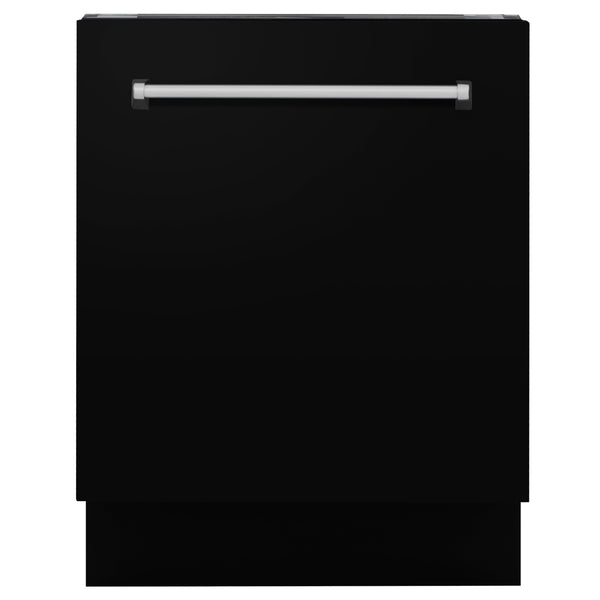 ZLINE 24" Tallac Series 3rd Rack Tall Tub Dishwasher in Black Matte with Stainless Steel Tub, 51dBa (DWV-BLM-24)