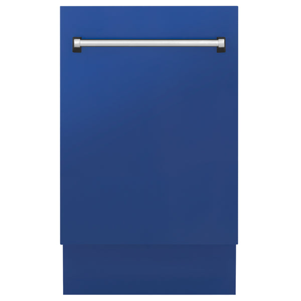 ZLINE 18 in. Tallac Series 3rd Rack Top Control Built-In Dishwasher in Blue Matte with Stainless Steel Tub, 51dBa (DWV-BM-18)