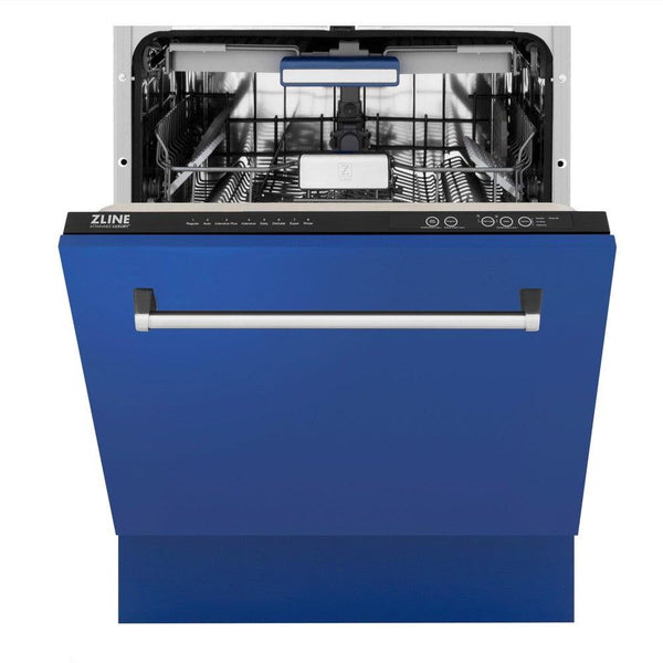 ZLINE 24" Tallac Series 3rd Rack Tall Tub Dishwasher in Blue Matte with Stainless Steel Tub, 51dBa (DWV-BM-24)