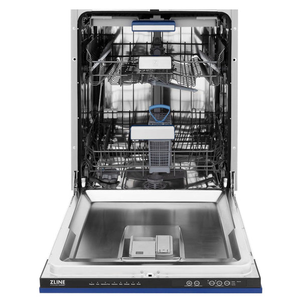 ZLINE 24" Tallac Series 3rd Rack Tall Tub Dishwasher in Blue Matte with Stainless Steel Tub, 51dBa (DWV-BM-24)