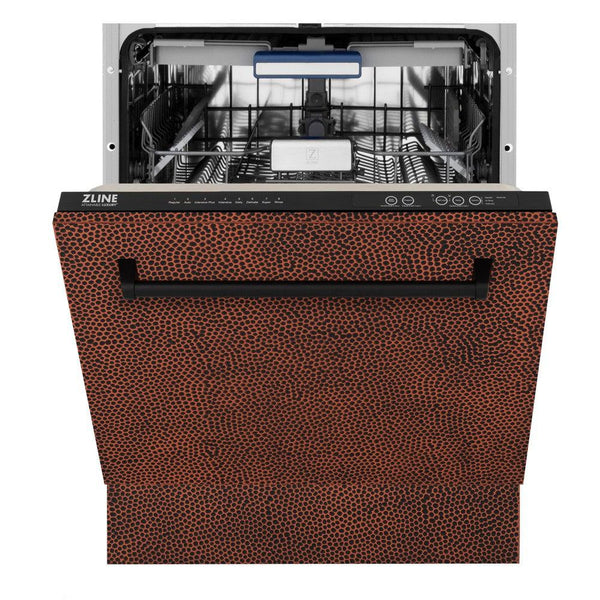 ZLINE 24" Tallac Series 3rd Rack Tall Tub Dishwasher in Hand Hammered Copper with Stainless Steel Tub, 51dBa (DWV-HH-24)