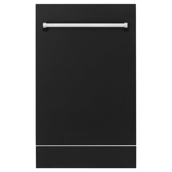 ZLINE 18" Tallac Dishwasher Panel in Black Matte with Traditional Handle (DPV-BLM-18)