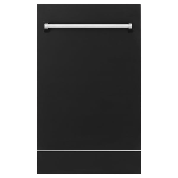 ZLINE 18" Tallac Dishwasher Panel in Black Matte with Traditional Handle (DPV-BLM-18)