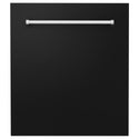 ZLINE 24" Tallac Dishwasher Panel in Black Matte with Traditional Handle (DPV-BLM-24)