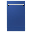 ZLINE 18" Tallac Dishwasher Panel in Blue Matte with Traditional Handle (DPV-BM-18)