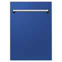 ZLINE 18" Tallac Dishwasher Panel in Blue Matte with Traditional Handle (DPV-BM-18)