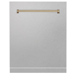 ZLINE Autograph Edition 24" Monument Dishwasher Panel in Fingerprint Resistant Stainless Steel with Champagne Bronze Handle (DPMTZ-SN-24-CB)