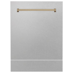 ZLINE Autograph Edition 24" Tallac Dishwasher Panel in Fingerprint Resistant Stainless Steel with Champagne Bronze Handle (DPVZ-SN-24-CB)