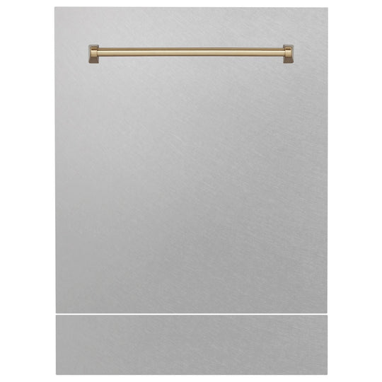 ZLINE Autograph Edition 24" Tallac Dishwasher Panel in Fingerprint Resistant Stainless Steel with Champagne Bronze Handle (DPVZ-SN-24-CB)