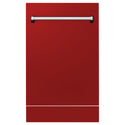 ZLINE 18" Tallac Dishwasher Panel in Red Matte with Traditional Handle (DPV-RM-18)