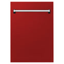 ZLINE 18" Tallac Dishwasher Panel in Red Matte with Traditional Handle (DPV-RM-18)