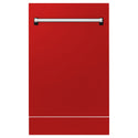 ZLINE 18" Tallac Dishwasher Panel in Red Matte with Traditional Handle (DPV-RM-18)