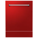 ZLINE 24" Tallac Dishwasher Panel in Red Matte with Traditional Handle (DPV-RM-24)