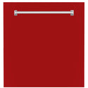 ZLINE 24" Monument Dishwasher Panel in Red Gloss with Traditional Handle (DPMT-RG-24)