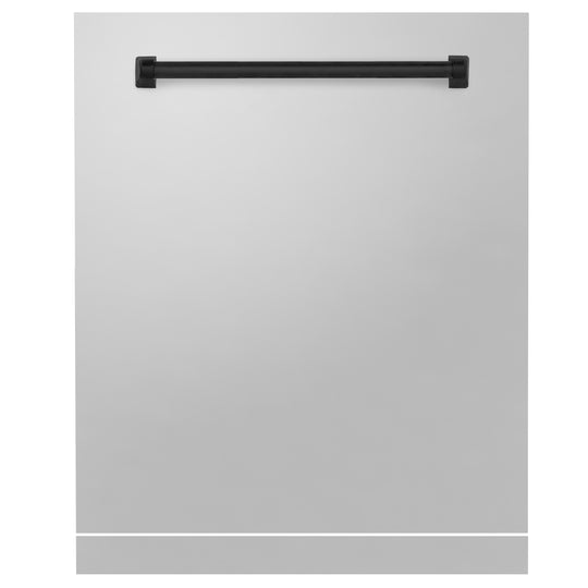 ZLINE Autograph Edition 24" Monument Dishwasher Panel in Stainless Steel with Matte Black Handle (DPMTZ-304-24-MB)