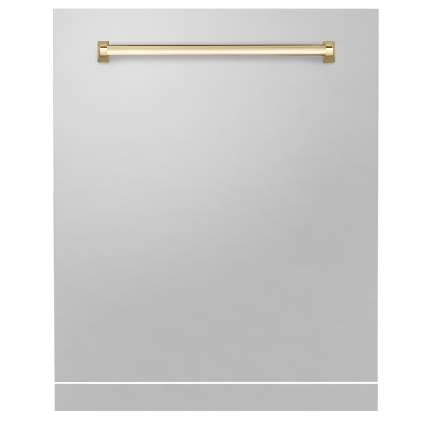 ZLINE Autograph Edition 24" Monument Dishwasher Panel in Stainless Steel with Polished Gold Handle (DPMTZ-304-24-G)