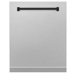 ZLINE Autograph Edition 24" Monument Dishwasher Panel in Fingerprint Resistant Stainless Steel with Matte Black Handle (DPMTZ-SN-24-MB)